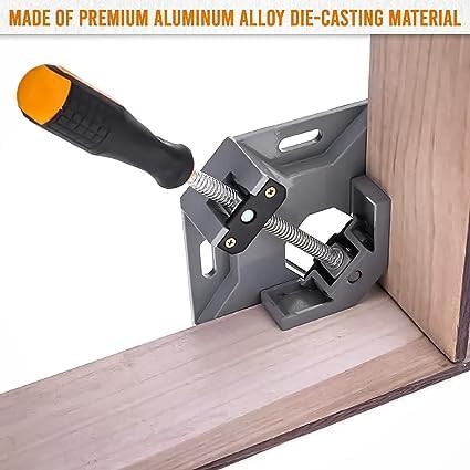 Single Handle 90 Degree Right Angle Clamp - Adjustable Aluminium Alloy Quick Grip Corner Clip Clamp Tool for Woodworking, Welding, Photo Frame and Other Projects