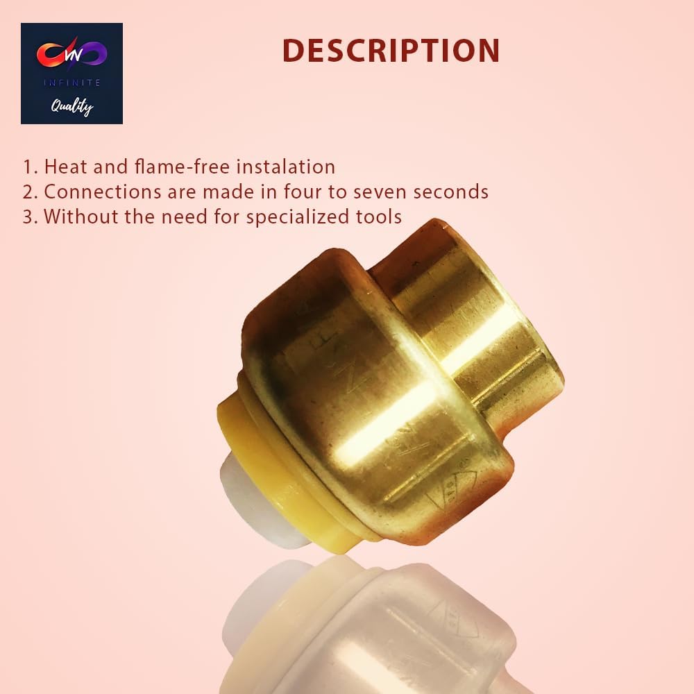 3/4" - 1/2" - Push Fit End Cap - Push Cap to Connect Plumbing Fitting Push Cap - Push to Connect Plumbing Fitting