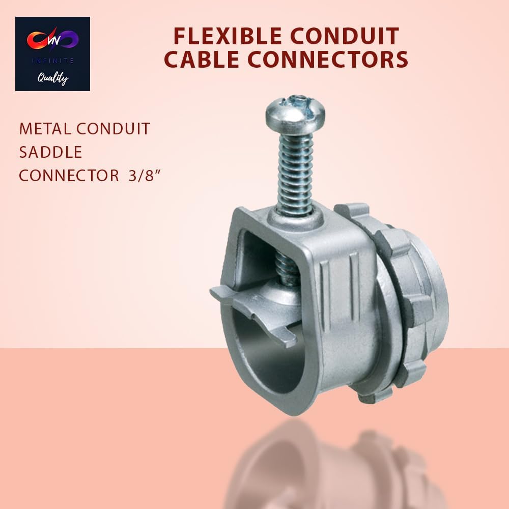 3/8" Flexible Metal Conduit (FMC) Saddle Connectors Flex Saddle Box Connector, for AC MC NM 3/8" Lock Saddle Connector Conduit Fitting