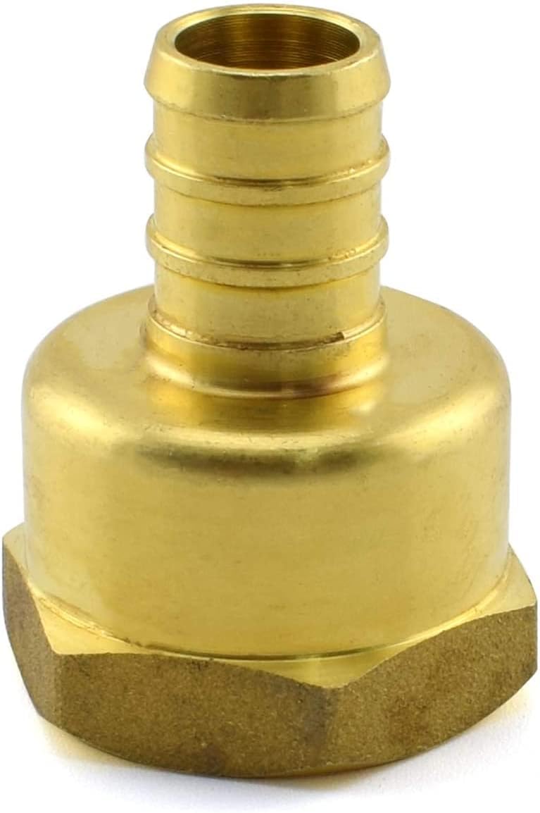 1/2" PEX to 1/2" NPT Female Thread Pipe Fitting Lead-Free Brass Barb Crimp Pipe Straight Coupling Adapter (Pack of 10)