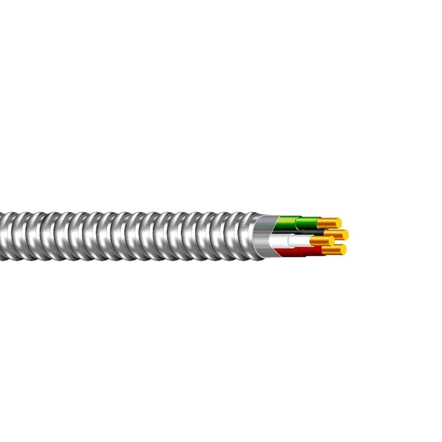 8/3 Metal Clad MC Cable 50 ft - Metal Clad Type 8 AWG 3 - Cable with Ground Aluminium Armor Stranded Copper Conductor - Cable for Indoor 50 Ft