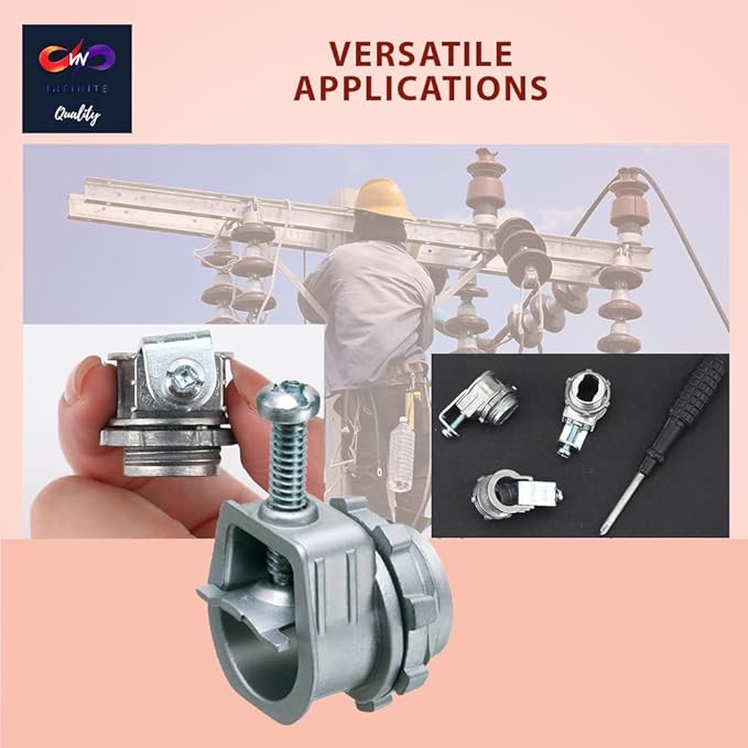 3/8" Flexible Metal Conduit (FMC) Saddle Connectors Flex Saddle Box Connector, for AC MC NM 3/8" Lock Saddle Connector Conduit Fitting