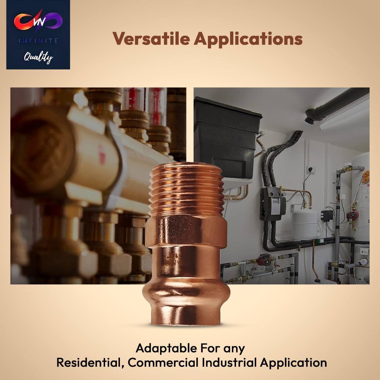 1/2" - 3/4" ProPress Fittings Male Adapter - Pressure Copper Fitting P x Male NPT - Connection for Residential, Commercial - Durable, Reliable