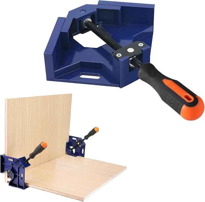 Single Handle 90 Degree Right Angle Clamp - Adjustable Aluminium Alloy Quick Grip Corner Clip Clamp Tool for Woodworking, Welding, Photo Frame and Other Projects