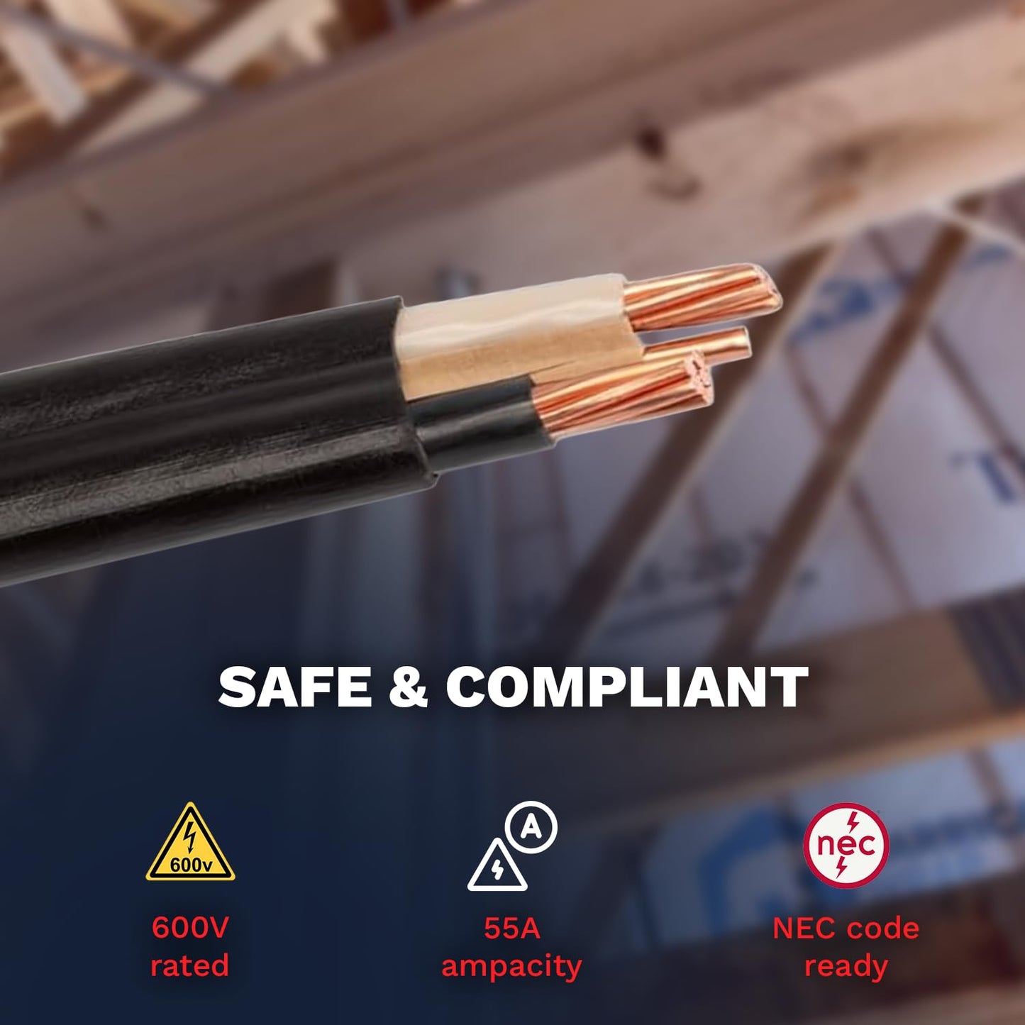 6/2 NM-B Non-Metallic Residential Indoor Wire Nonmetallic with Ground Sheathed Cable