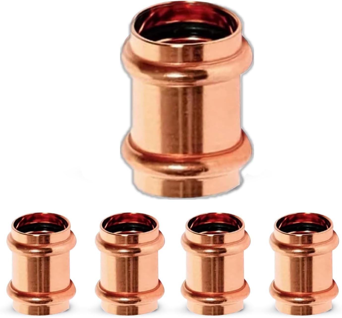 1" - 1/2" - 3/4" ProPress Fitting Copper Coupling – Zero Lead Copper Coupling with Stop Press x Press Straight Coupling – Easy to Install and Reliable Fitting