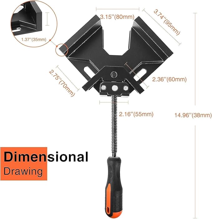 Single Handle 90 Degree Right Angle Clamp - Adjustable Aluminium Alloy Quick Grip Corner Clip Clamp Tool for Woodworking, Welding, Photo Frame and Other Projects