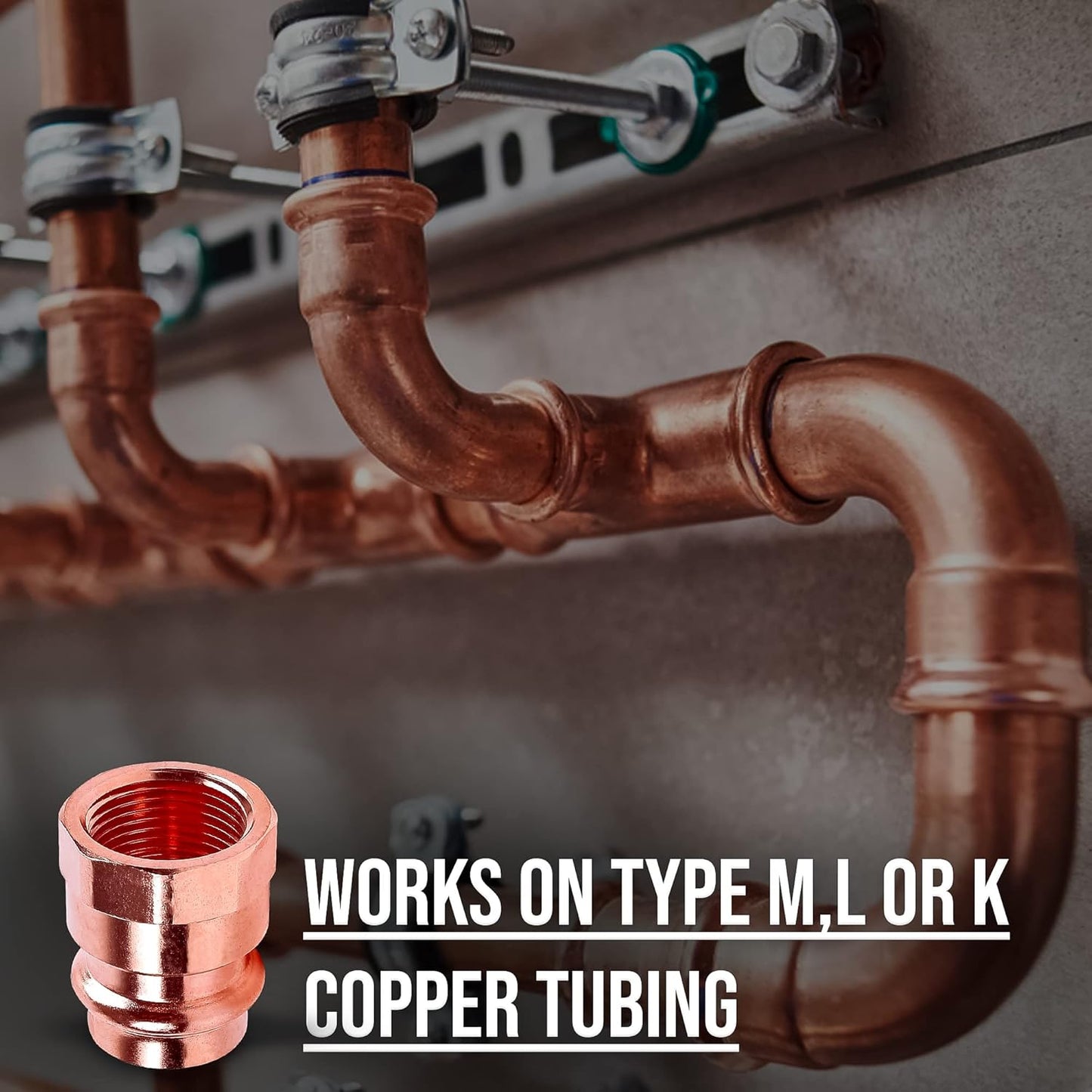 1/2" - 3/4" Copper Press Female Adapter ā FIP x Press LF ProPress Female NPT x Press Connection ā Durable Adapter Pressure Copper Fitting for Commercial and Residential High-Pressure Systems