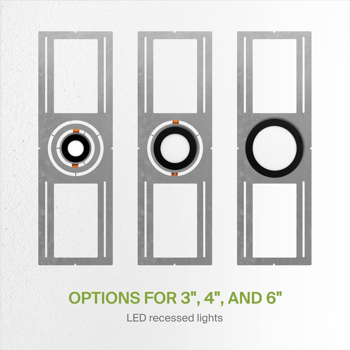 New Construction Mounting Plate with Symmetric Round Hole 3/4/6 inch for LED Recessed Light, Flat Steel Rough-in Bracket Fixture for LED Light, Can Light, Junction Box