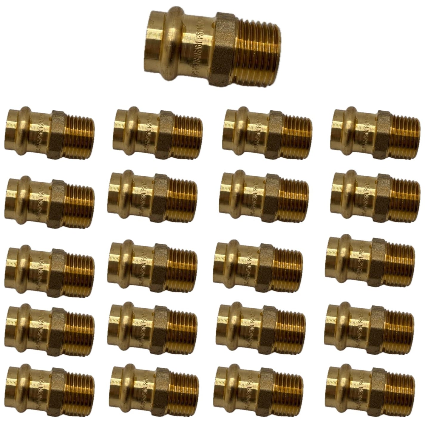 1/2" - 3/4" ProPress Fittings - Male Adapter - Press Brass Adapter Fittings Male NPT Adapter - Connection for Residential, Commercial