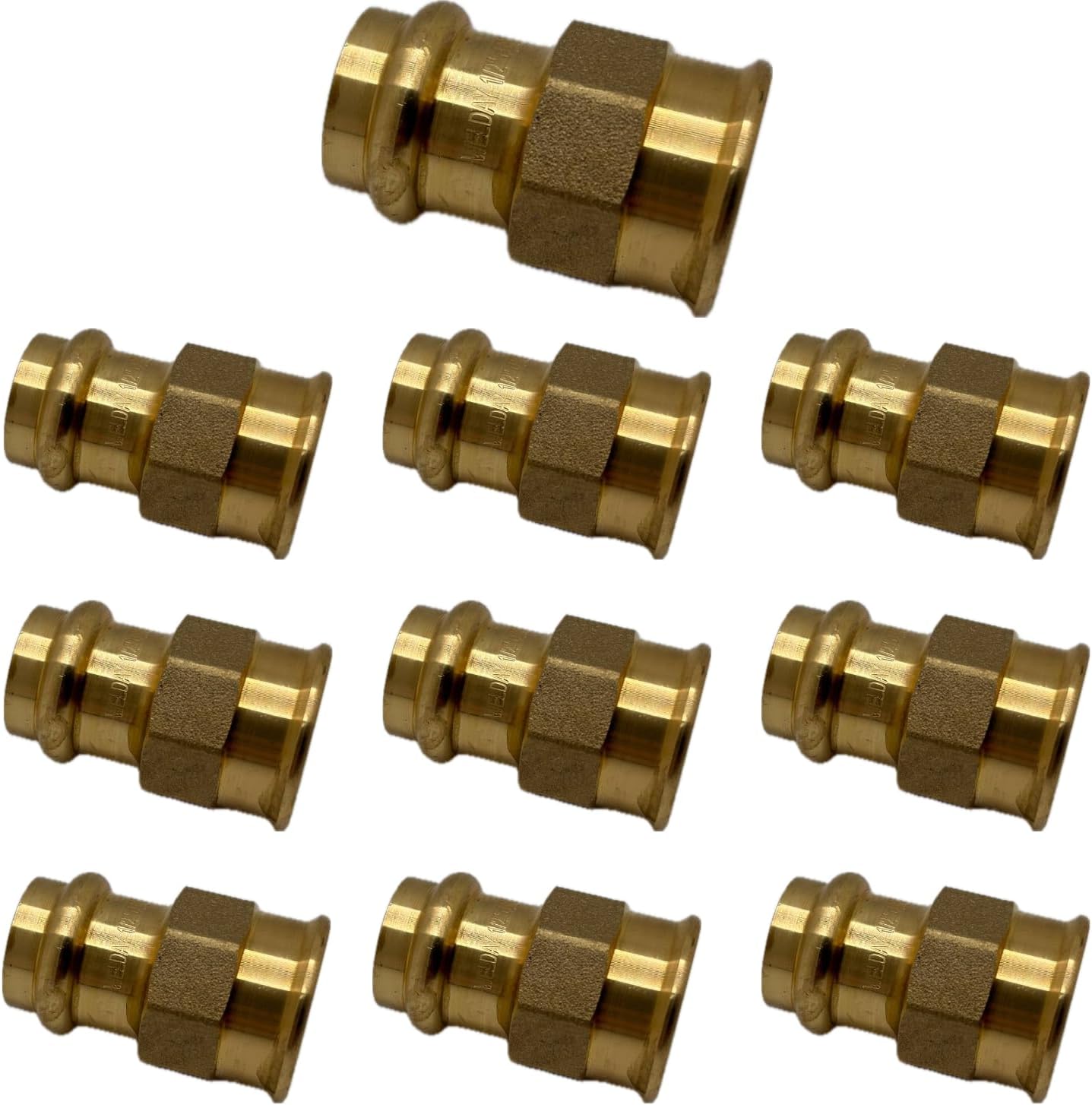 ProPress Fittings 1/2" - 3/4" Female Adapter - Press Brass Adapter Fittings 1/2" x 1/2" - 3/4" x 3/4" Female NPT Adapter - Connection for Residential, Commercial