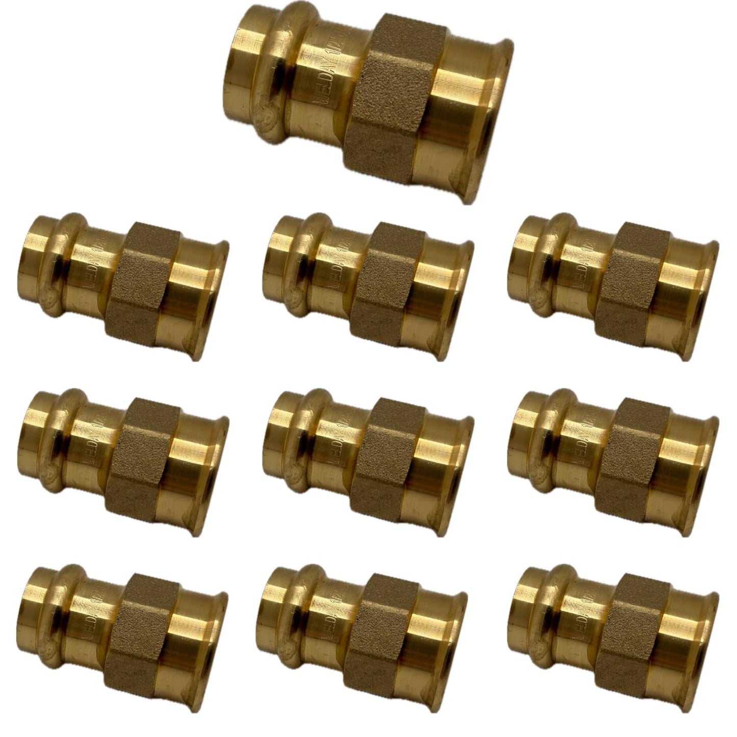 ProPress Fittings 1/2" - 3/4" Female Adapter - Press Brass Adapter Fittings 1/2" x 1/2" - 3/4" x 3/4" Female NPT Adapter - Connection for Residential, Commercial