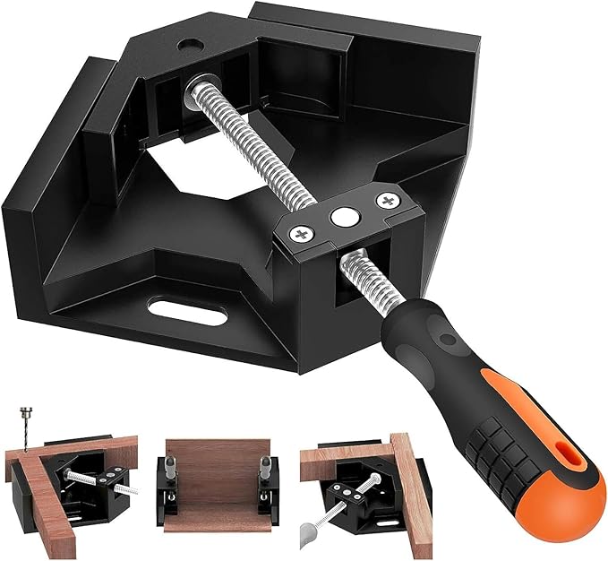 Single Handle 90 Degree Right Angle Clamp - Adjustable Aluminium Alloy Quick Grip Corner Clip Clamp Tool for Woodworking, Welding, Photo Frame and Other Projects