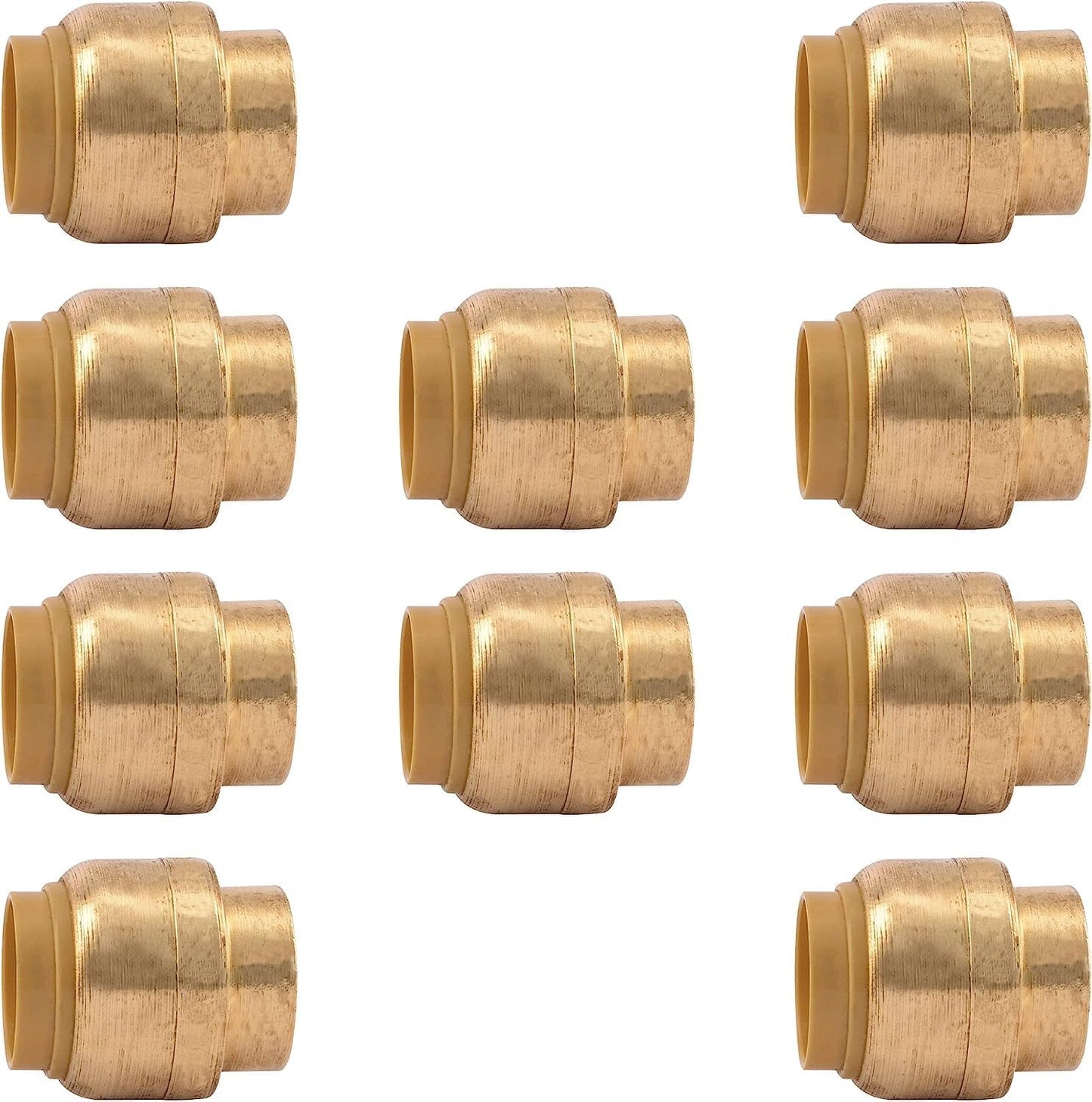 1/2" - 3/4" - Push Fit End Cap, Brass Push-to-Connect Plumbing Fitting, Stop End