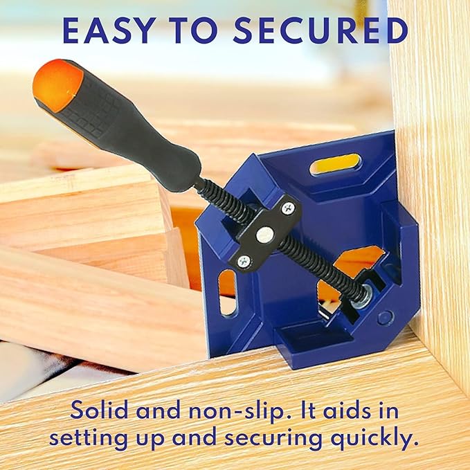 Single Handle 90 Degree Right Angle Clamp - Adjustable Aluminium Alloy Quick Grip Corner Clip Clamp Tool for Woodworking, Welding, Photo Frame and Other Projects
