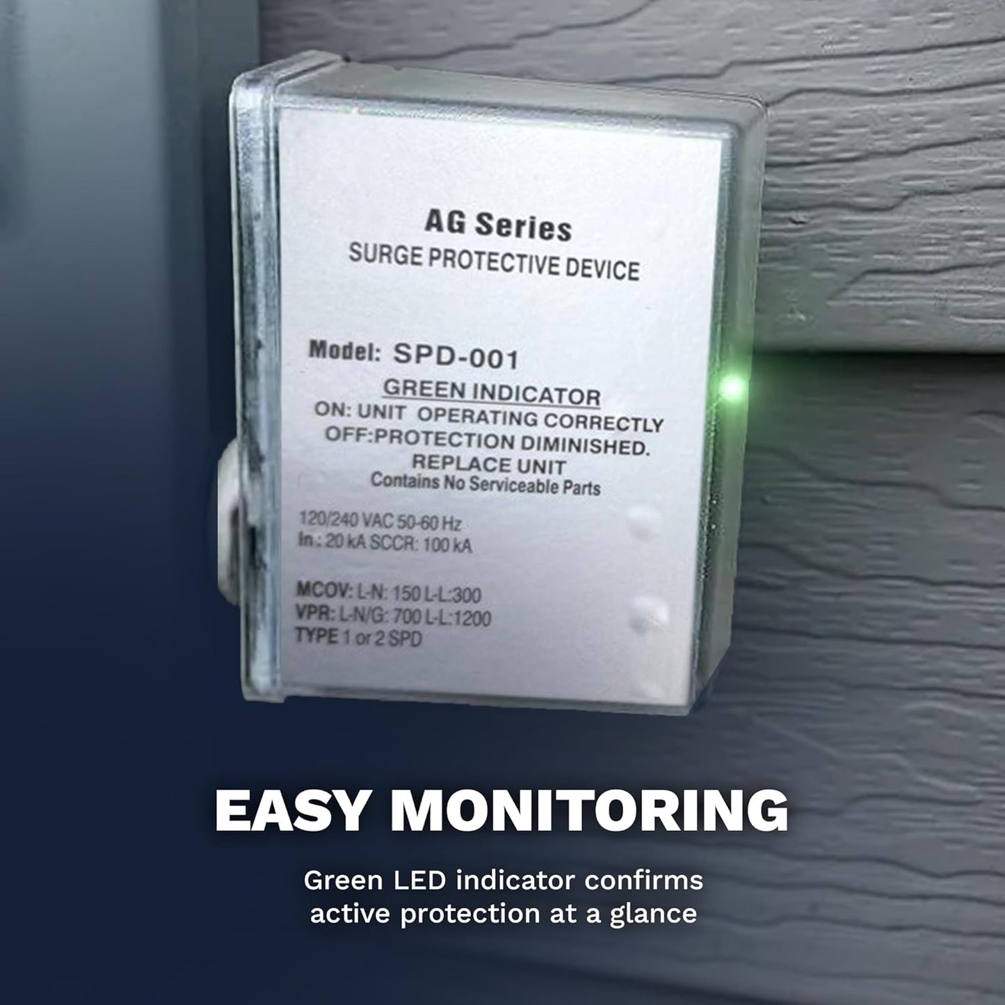 120/240 VAC Universal HVAC Surge Protective Device SPD-001, TPMOV Technology, Watertight Enclosure Lightning Protection, Comprehensive Surge Protection