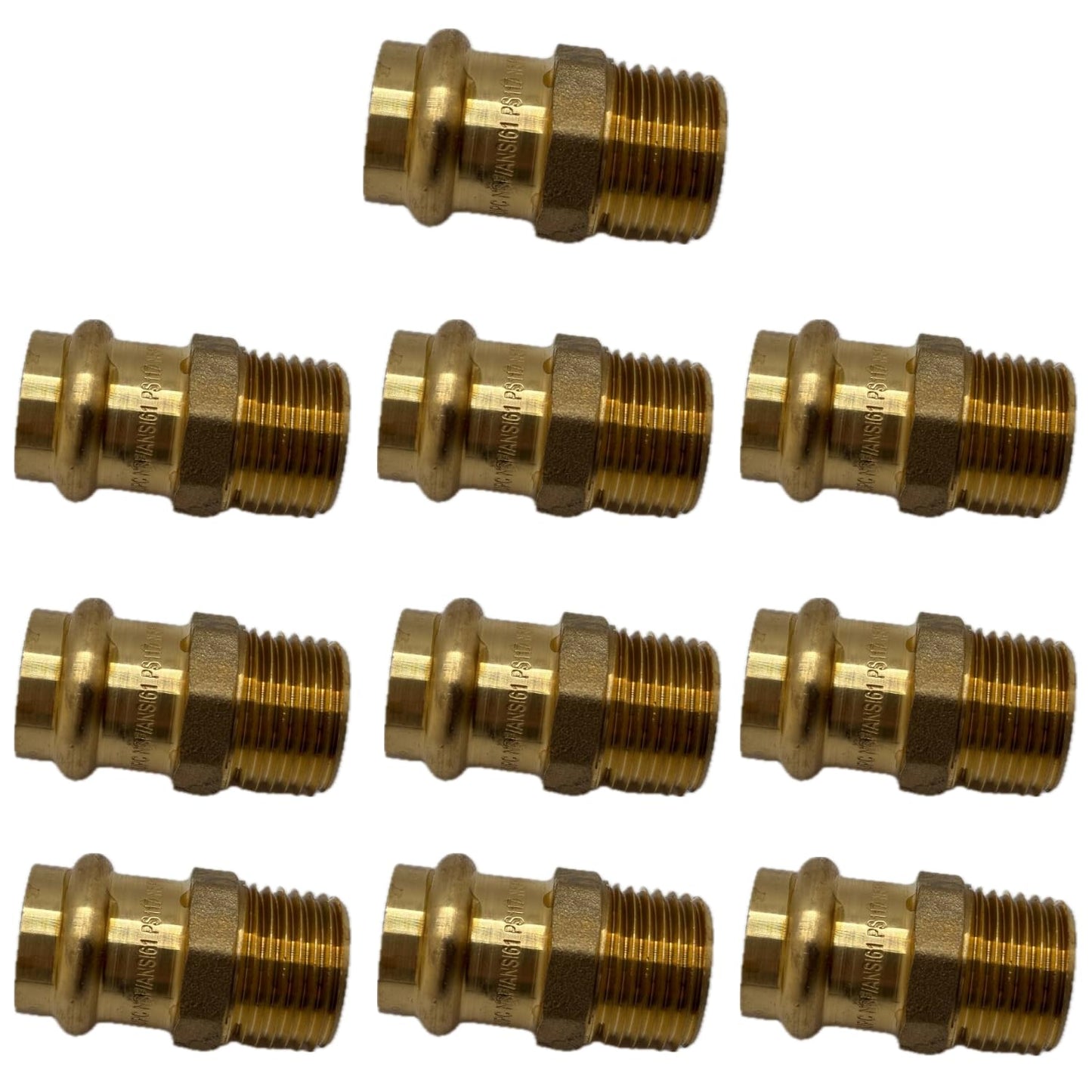 1/2" - 3/4" ProPress Fittings - Male Adapter - Press Brass Adapter Fittings Male NPT Adapter - Connection for Residential, Commercial