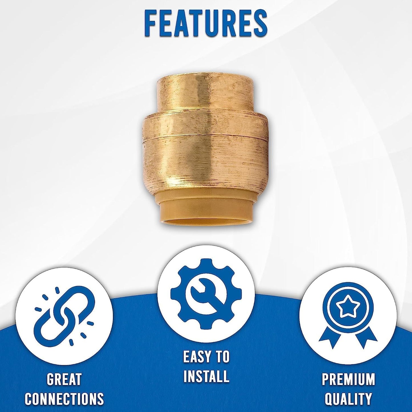 1/2" - 3/4" - Push Fit End Cap, Brass Push-to-Connect Plumbing Fitting, Stop End