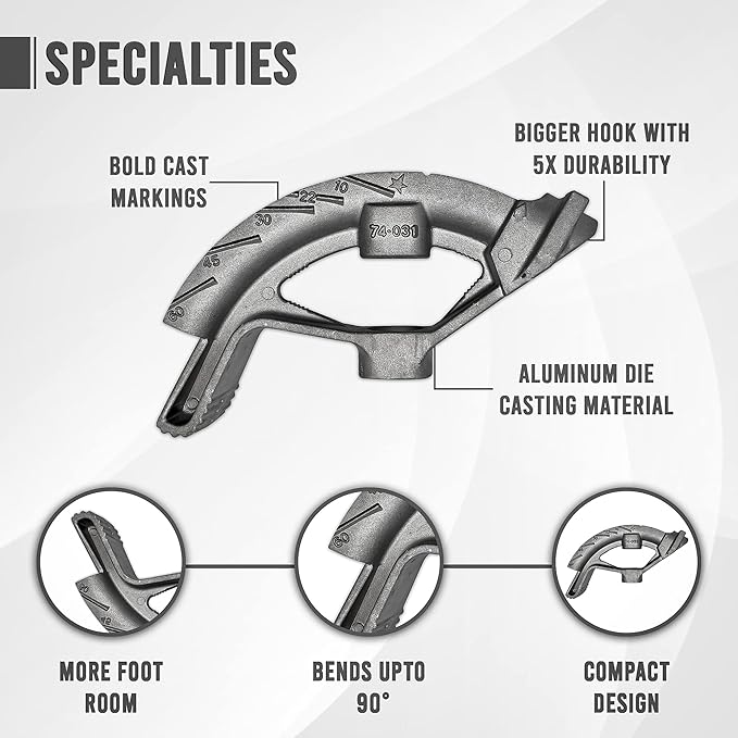 EMT Bender - Hand Bender with Head - Aluminum Conduit Bender Full Assembly - Conduit Metal Pipe Bender without handle