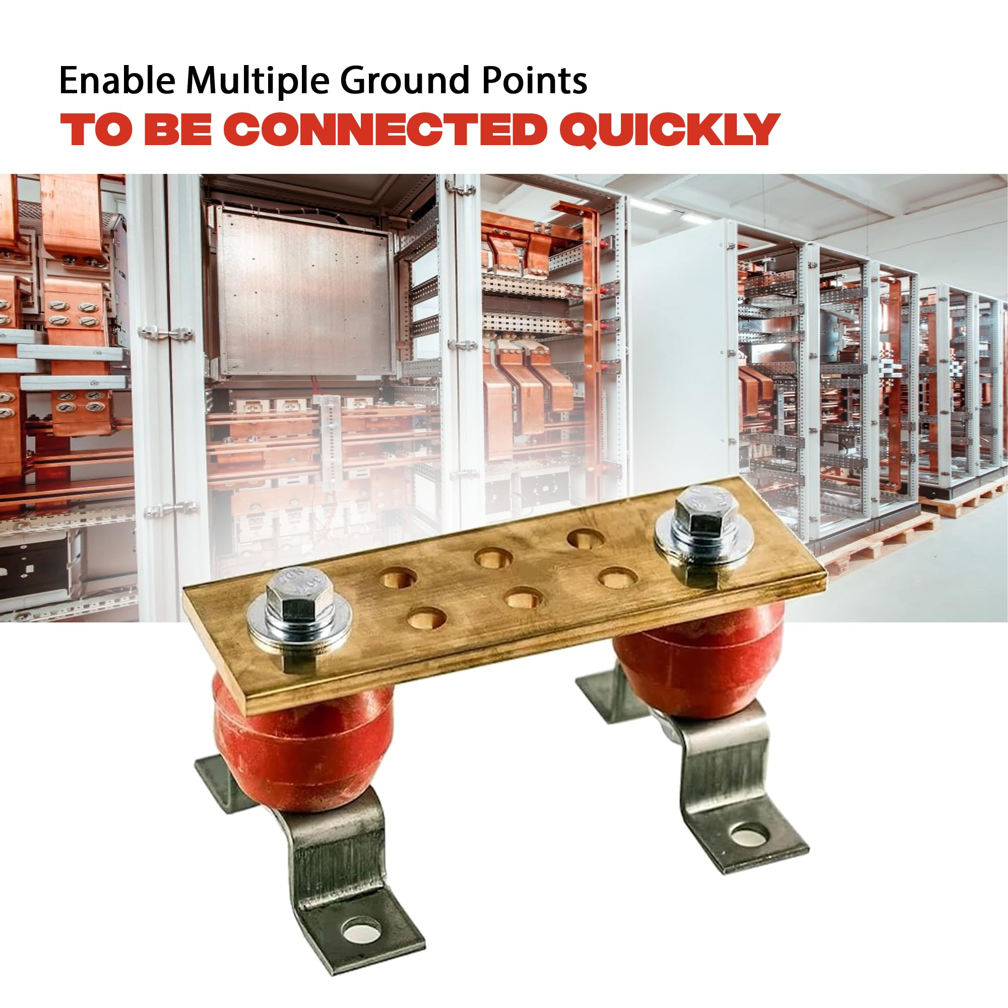 Copper Bus Bar 6" Ground Bar - Grounding Kit - Terminal Busbar - Grounding Terminal - Electrical Ground Bar - Grounding Busbar - Copper Ground Bus 2.5kV Insulators - Copper Ground Rod
