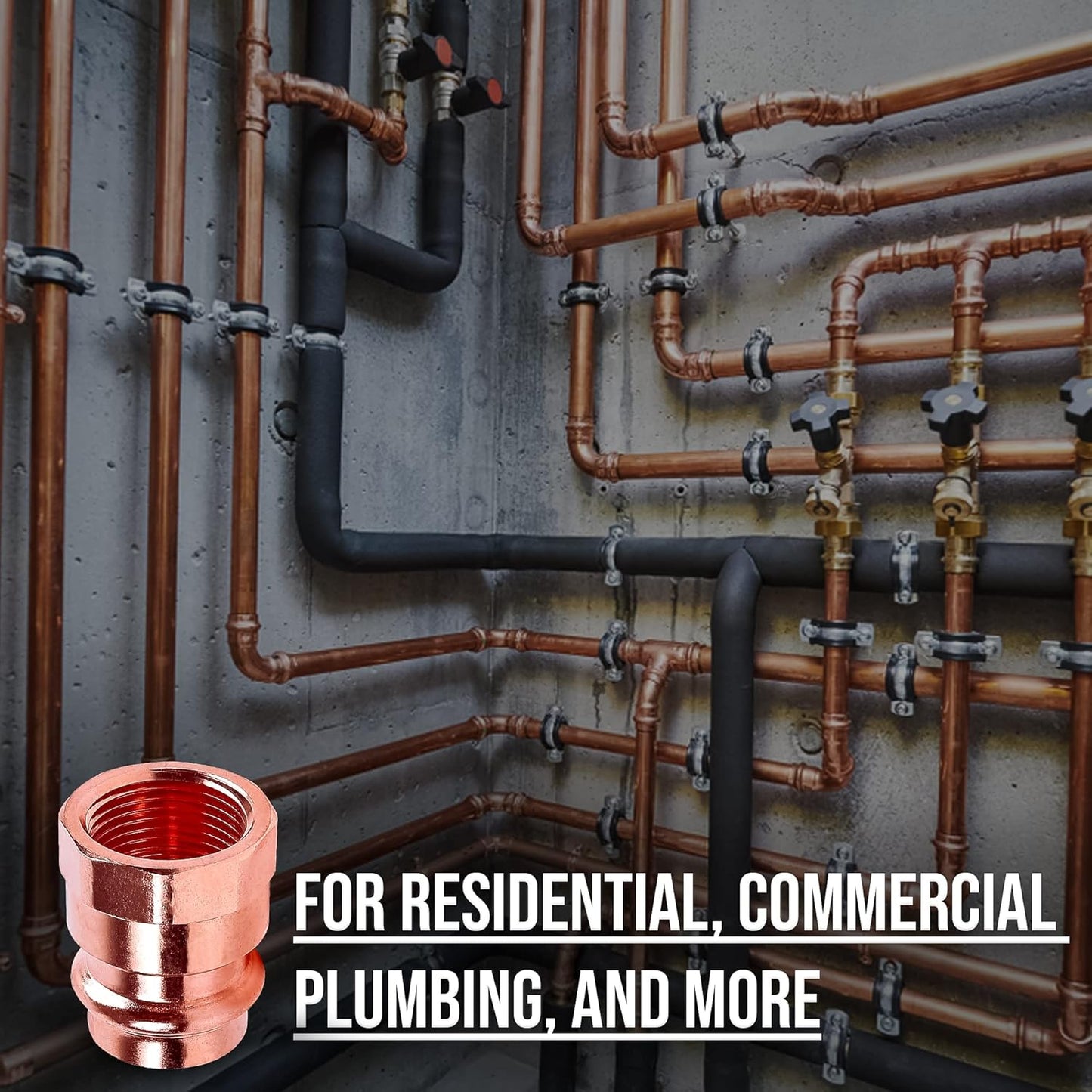 1/2" - 3/4" Copper Press Female Adapter ā FIP x Press LF ProPress Female NPT x Press Connection ā Durable Adapter Pressure Copper Fitting for Commercial and Residential High-Pressure Systems