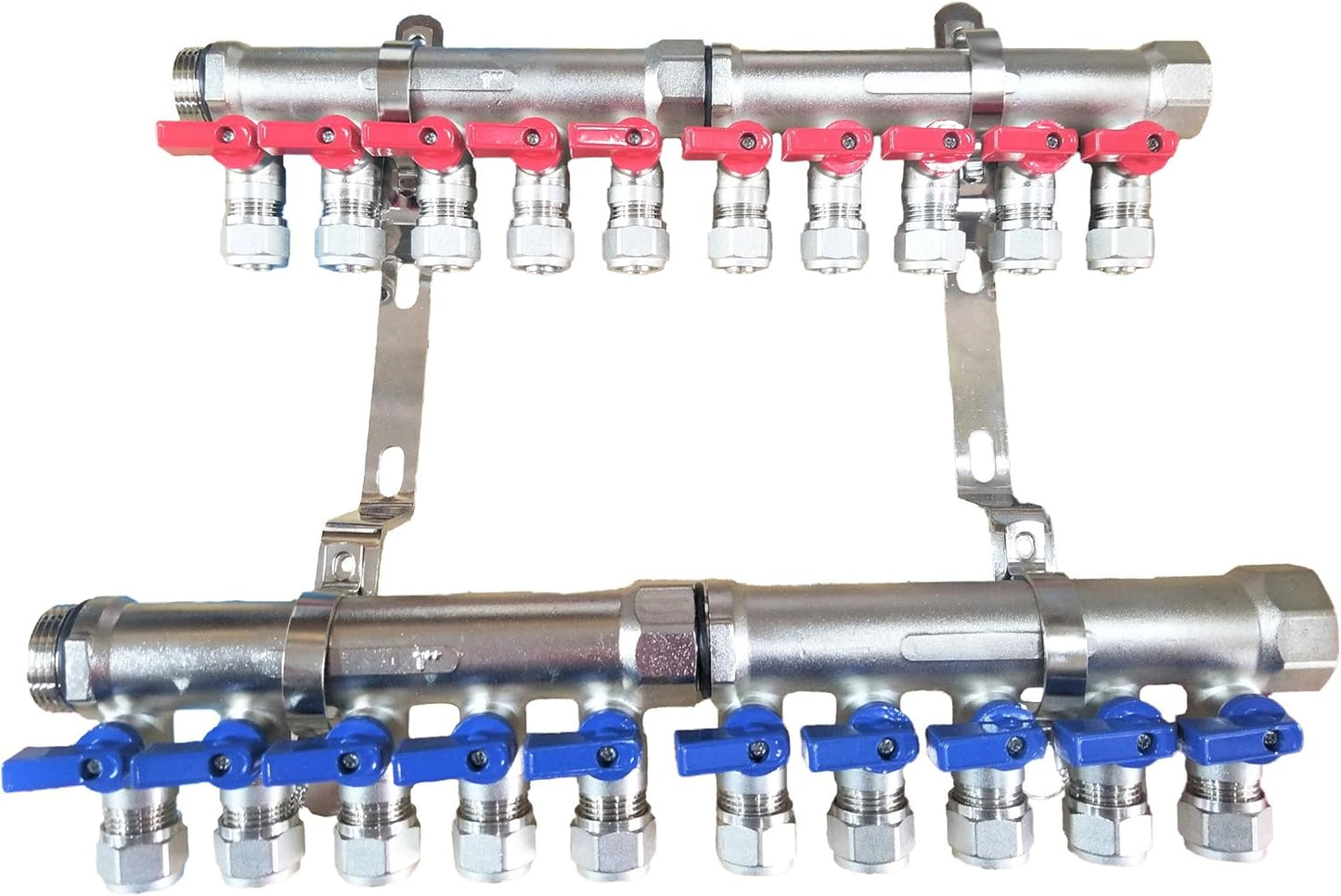 2 - 12 Loops Ball Valve Brass Pex Manifold 3/4" trunk for 1/2" Pex Tubing w/brackets