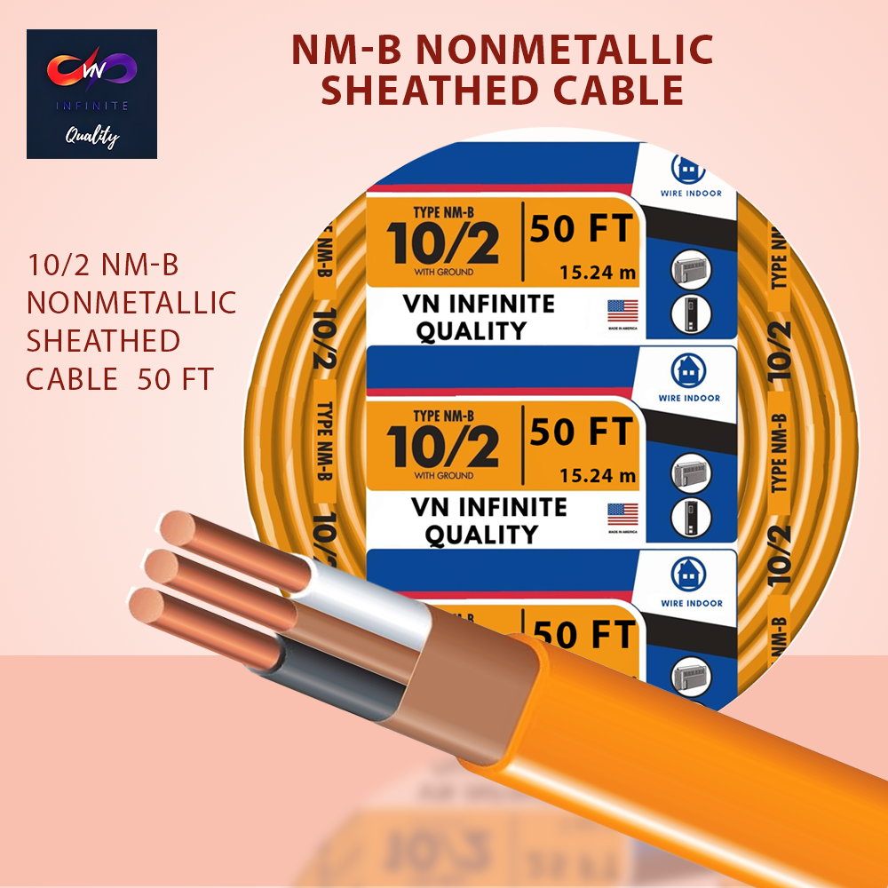10/2 NMB Cable Non-Metallic Residential Indoor Wire Equivalent to Romex