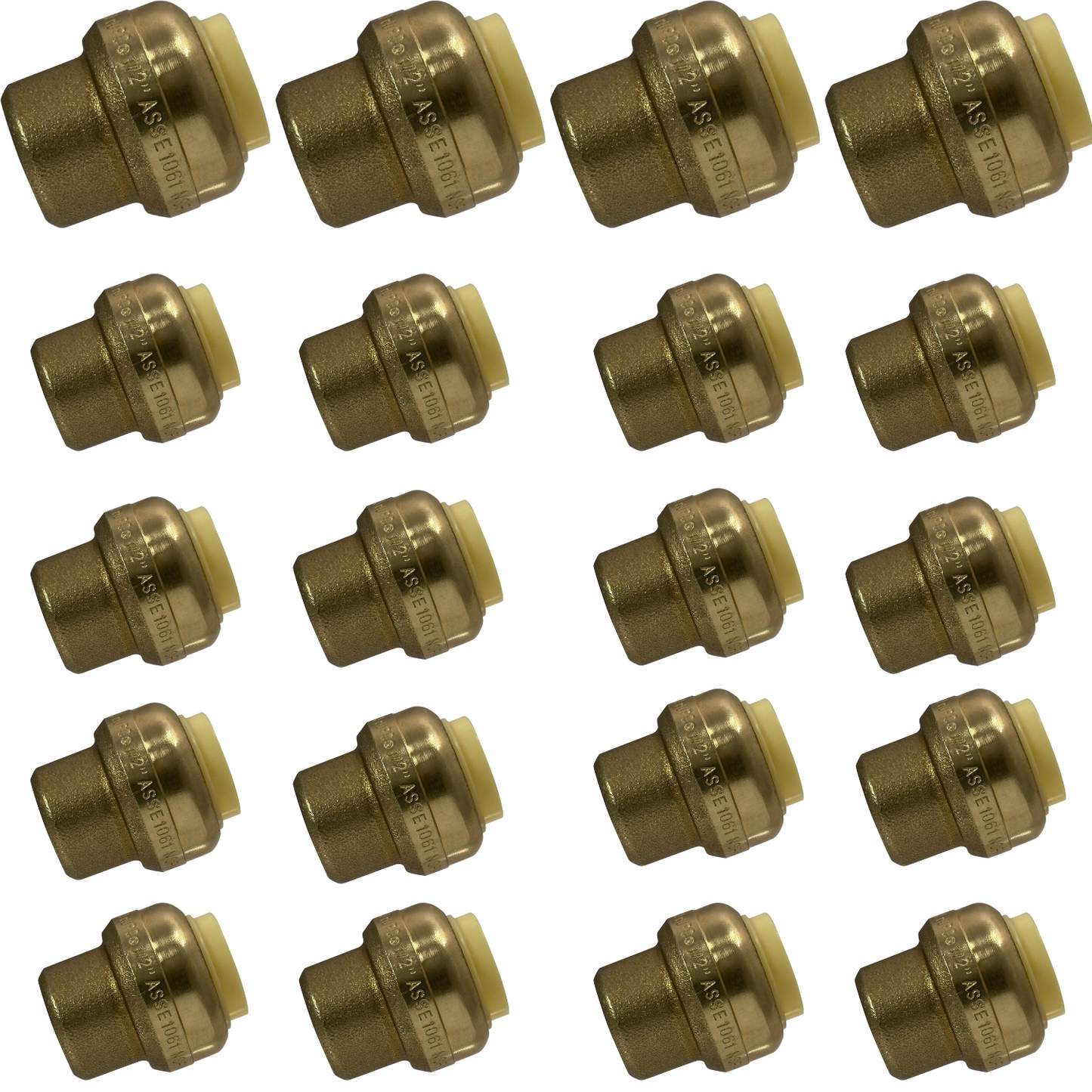 1/2" - 3/4" - Push Fit End Cap, Brass Push-to-Connect Plumbing Fitting, Stop End