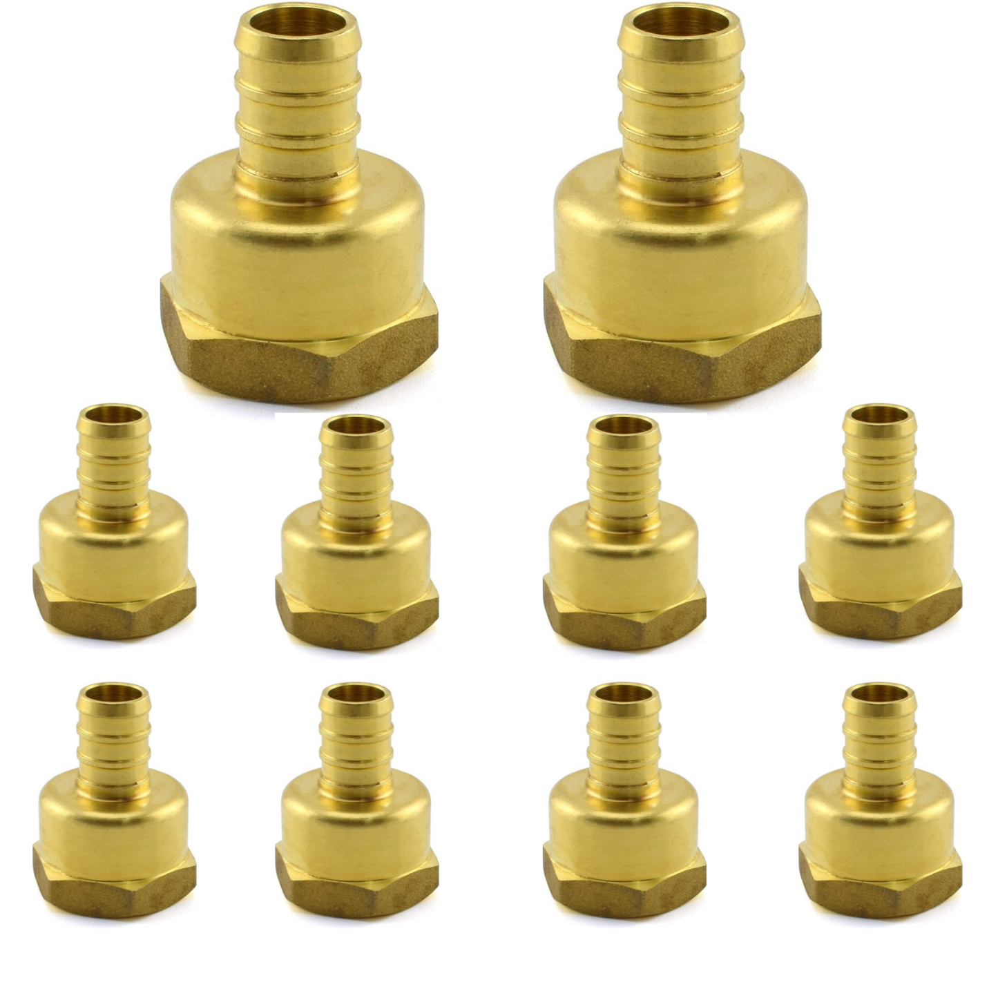 1/2" PEX to 1/2" NPT Female Thread Pipe Fitting Lead-Free Brass Barb Crimp Pipe Straight Coupling Adapter (Pack of 10)