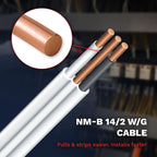 Solid Indoor Wire 14/2 W/G NMB Cable 25ft-50ft-250ft Coil - Copper Building Wire Cable SW 28827423