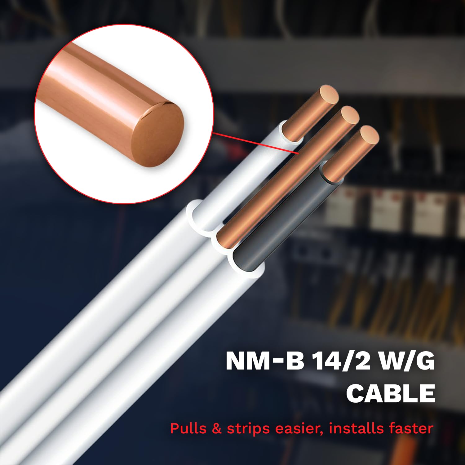 Solid Indoor Wire 14/2 W/G NMB Cable 25ft-50ft-250ft Coil - Copper Building Wire Cable SW 28827423