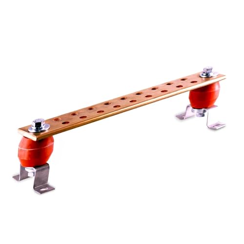 Copper Bus Bar 6" Ground Bar - Grounding Kit - Terminal Busbar - Grounding Terminal - Electrical Ground Bar - Grounding Busbar - Copper Ground Bus 2.5kV Insulators - Copper Ground Rod