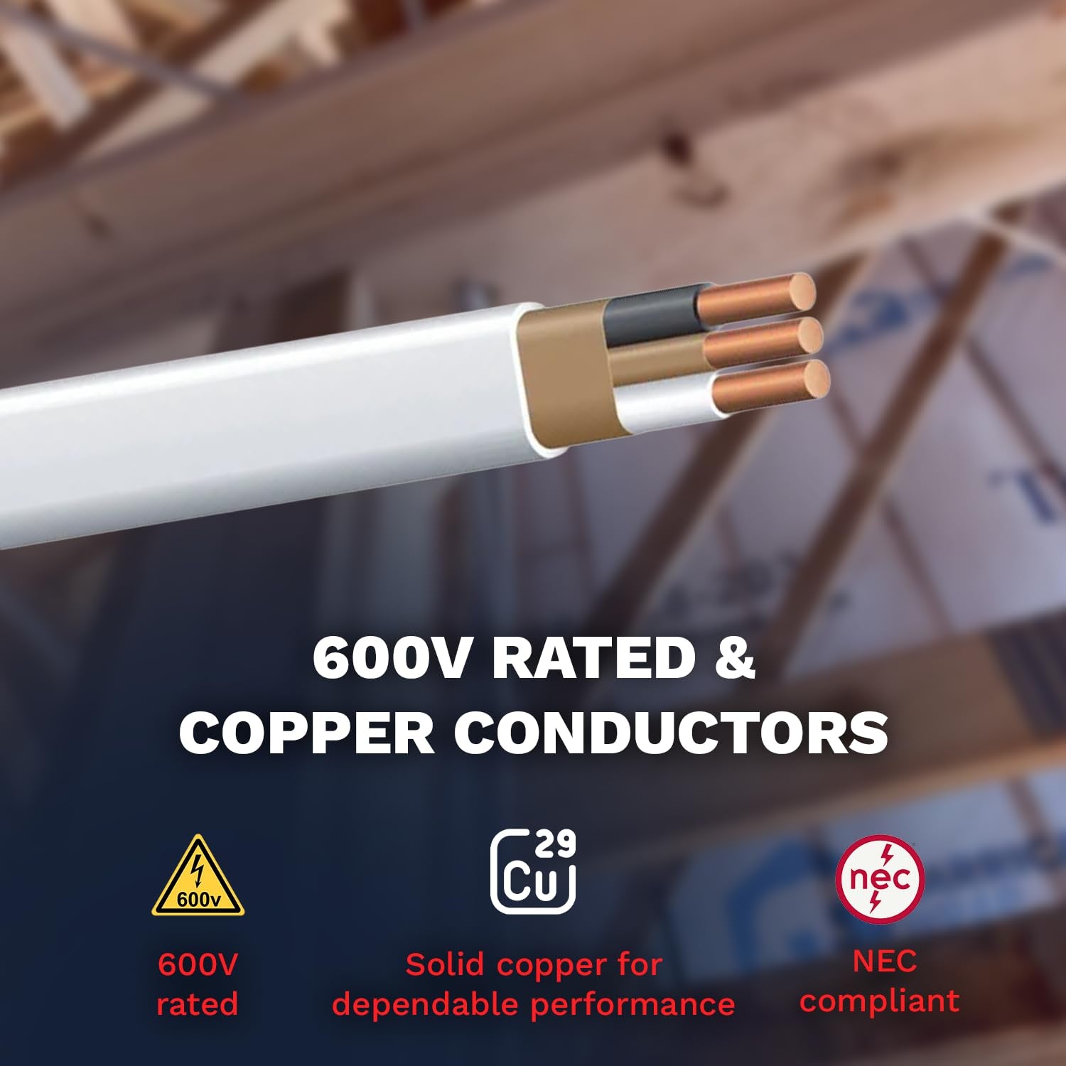 Solid Indoor Wire 14/2 W/G NMB Cable 25ft-50ft-250ft Coil - Copper Building Wire Cable SW 28827423