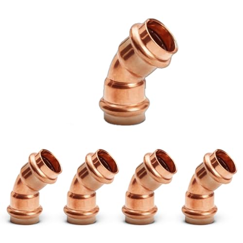 45 Degree Elbow Copper Fitting - 1” - 1/2" - 3/4" - Copper Elbow Cpvc Pipe Fitting - 45 Degree Copper Elbow Pipe For Plumbing & Heating Systems