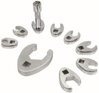 3/8" - 1" Crowfoot Wrench Set - SAE & Metric 11 Pieces Wrench Set With Clip On Organizer Easily Access Hard To Reach Areas - Stainless Steel Tool For Mechanics Great For Automotive Repair Work