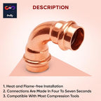 1" - 1/2" - 3/4" 90 Degree Elbow Copper Fitting - Copper Elbow Cpvc Pipe Fitting - Copper Elbow Pipe - 90 Degree Copper Elbow Pipe For Plumbing & Heating Systems