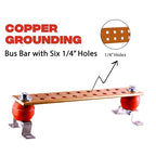 Copper Bus Bar 12" Ground Bar - Grounding Kit - Terminal Busbar - Grounding Terminal - Electrical Ground Bar - Grounding Busbar - Copper Ground Bus 2.5kV Insulators - Copper Ground Rod
