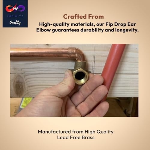 1/2" C x 1/2" - FIP Drop Ear Elbow - Heavy Duty Stress Corrosion Cracking Resistant Brass Elbow Fitting for Plumbing Fitting