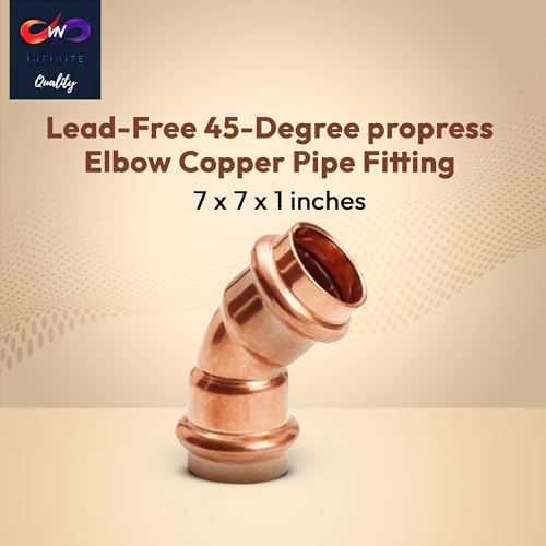 45 Degree Elbow Copper Fitting - 1” - 1/2" - 3/4" - Copper Elbow Cpvc Pipe Fitting - 45 Degree Copper Elbow Pipe For Plumbing & Heating Systems
