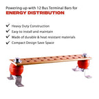 Copper Bus Bar 12" Ground Bar - Grounding Kit - Terminal Busbar - Grounding Terminal - Electrical Ground Bar - Grounding Busbar - Copper Ground Bus 2.5kV Insulators - Copper Ground Rod