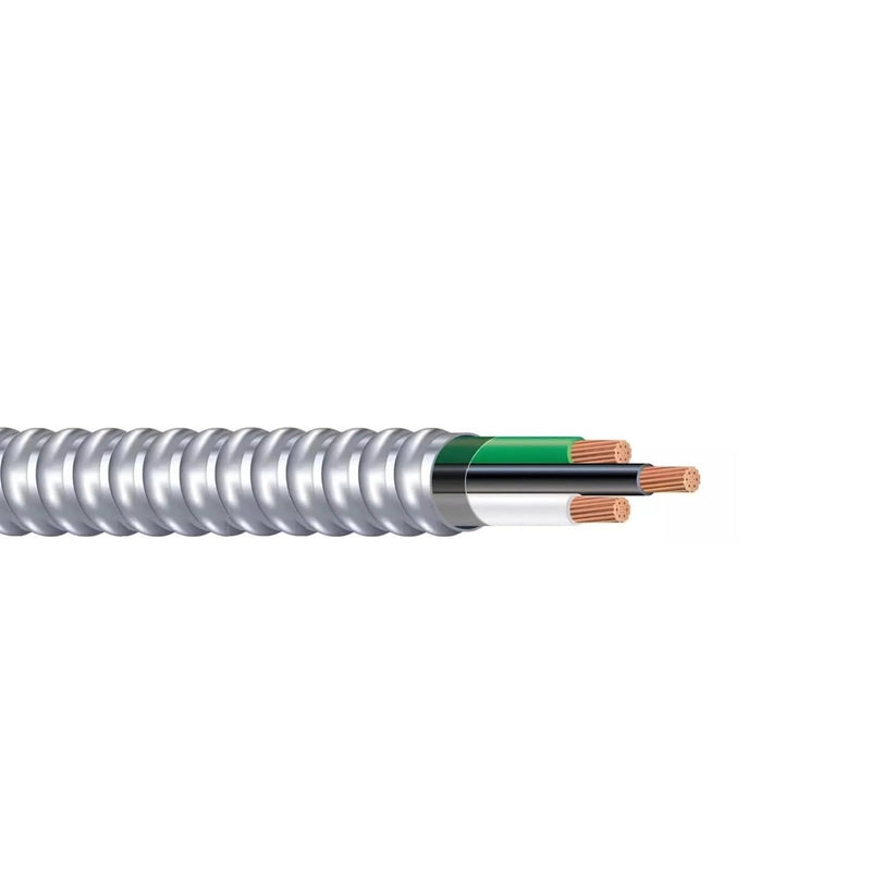 8/2 Metal Clad MC Cable 15ft - 25ft - 30ft - 50ft Coil, Cable with Ground - Aluminium Armored Stranded Copper Conductors - Cable for Indoor