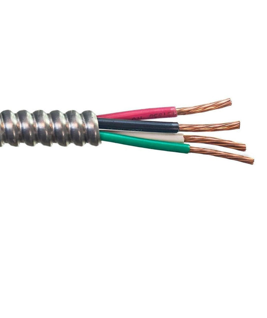8/3 Metal Clad MC Cable - Metal Clad Type 8 AWG 3 - Cable with Ground Aluminium Armor Stranded Copper Conductor - for Indoor