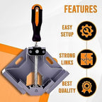 Single Handle 90 Degree Right Angle Clamp - Adjustable Aluminium Alloy Quick Grip Corner Clip Clamp Tool for Woodworking, Welding, Photo Frame and Other Projects