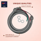 1/2" x 3/4" AC Whip Electrical Conduit Kit - 1/2" x 3/4" - Flexible Non-Metallic Liquid Tight - 10 Gauge Wires - Flexible Electrical Conduit - 90 Degree Connector