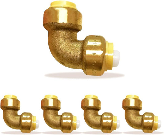 1/2" x 1/2" - 3/4" x  3/4" 90 Degree Elbow Push Fit - Plumbing Fittings - PEX Fitting - Push to Connect Brass Plumbing Fitting - For PEX Pipe Copper CPVC
