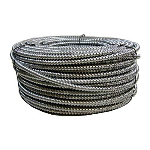 8/2 Metal Clad MC Cable 15ft - 25ft - 30ft - 50ft Coil, Cable with Ground - Aluminium Armored Stranded Copper Conductors - Cable for Indoor