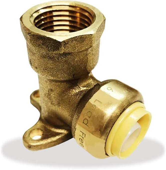 1/2" x 1/2" - 90 Degree Drop Ear Elbow - Push Fit Plumbing Fittings - NPT Female Adapter with Disconnect Clip - Push-to-Connect - PEX Fittings for PE-RT, CPVC Pipe