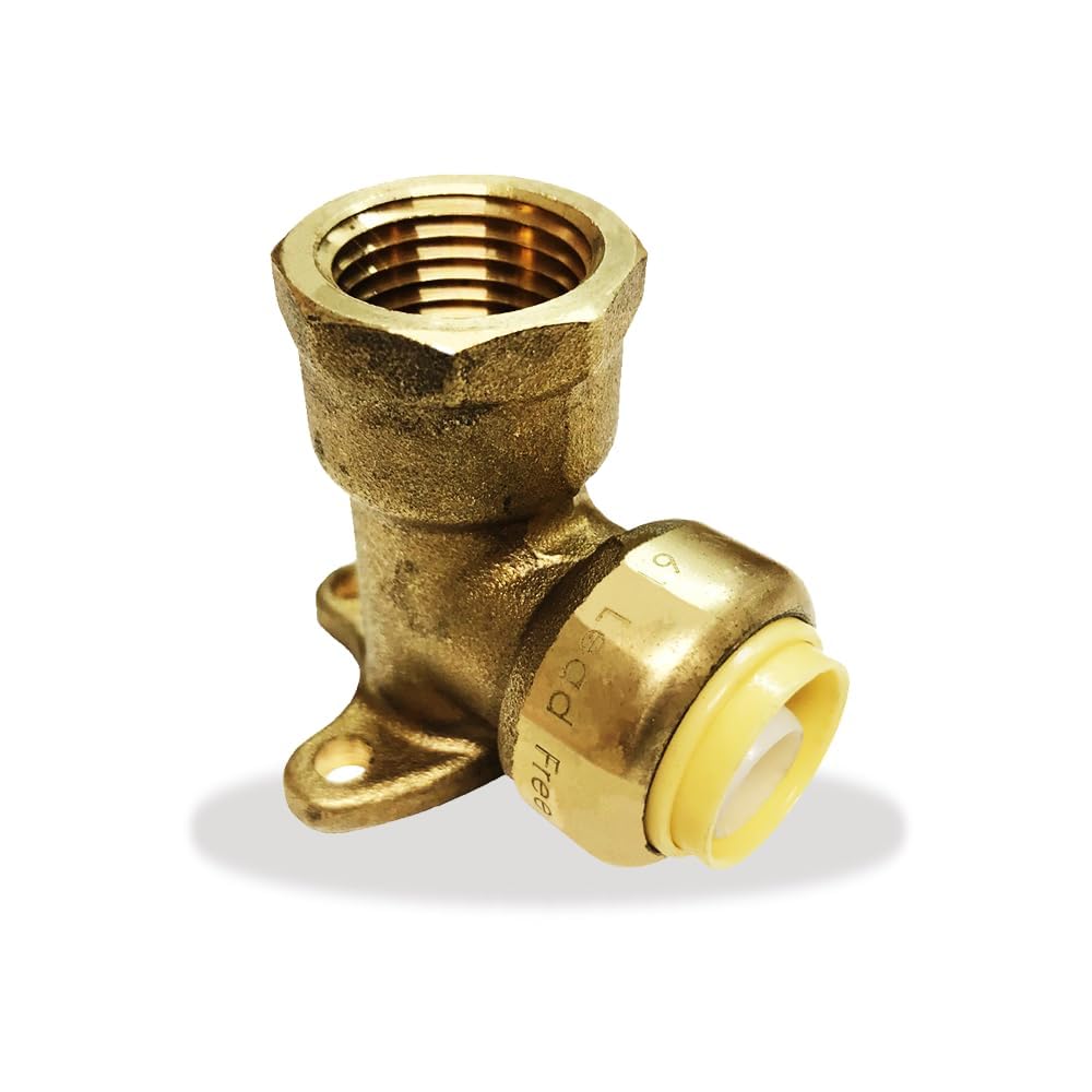 1/2" x 1/2" - 90 Degree Drop Ear Elbow - Push Fit Plumbing Fittings - NPT Female Adapter with Disconnect Clip - Push-to-Connect - PEX Fittings for PE-RT, CPVC Pipe