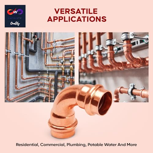 1" - 1/2" - 3/4" 90 Degree Elbow Copper Fitting - Copper Elbow Cpvc Pipe Fitting - Copper Elbow Pipe - 90 Degree Copper Elbow Pipe For Plumbing & Heating Systems