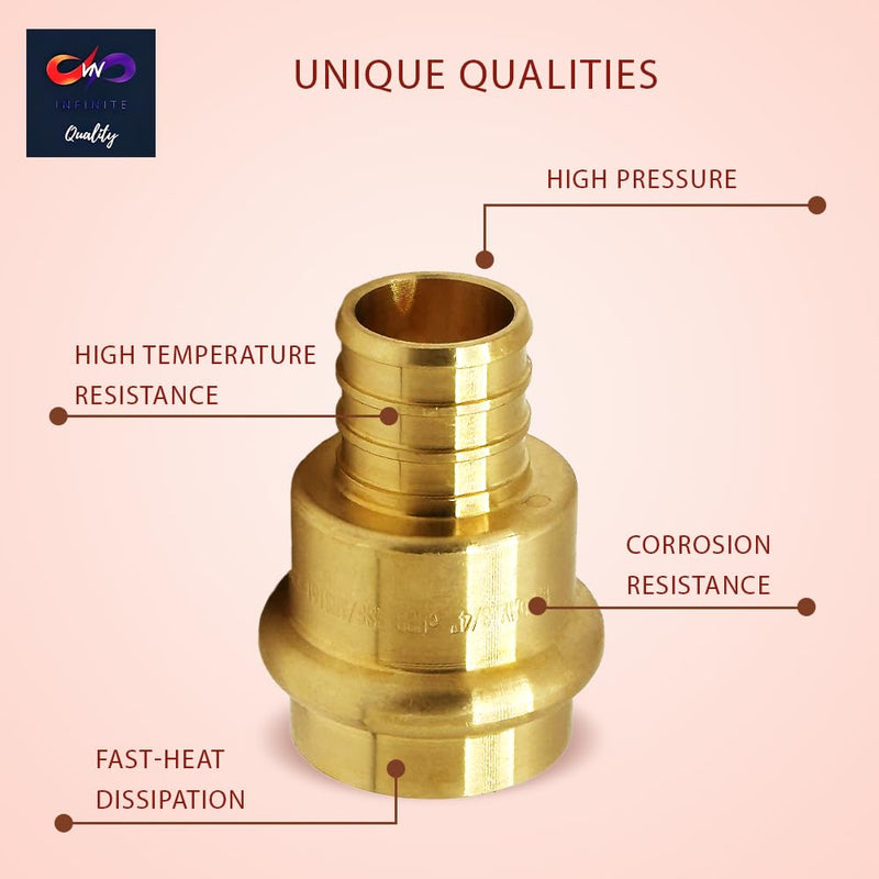 1/2" - 3/4" PEX Expansion Press Coupling Brass Adapter - for Copper and PEX Pipe Connection - Durable 1/2" - 3/4" Press X 1/2" - 3/4" Crimp Fittings for Seamless Installation